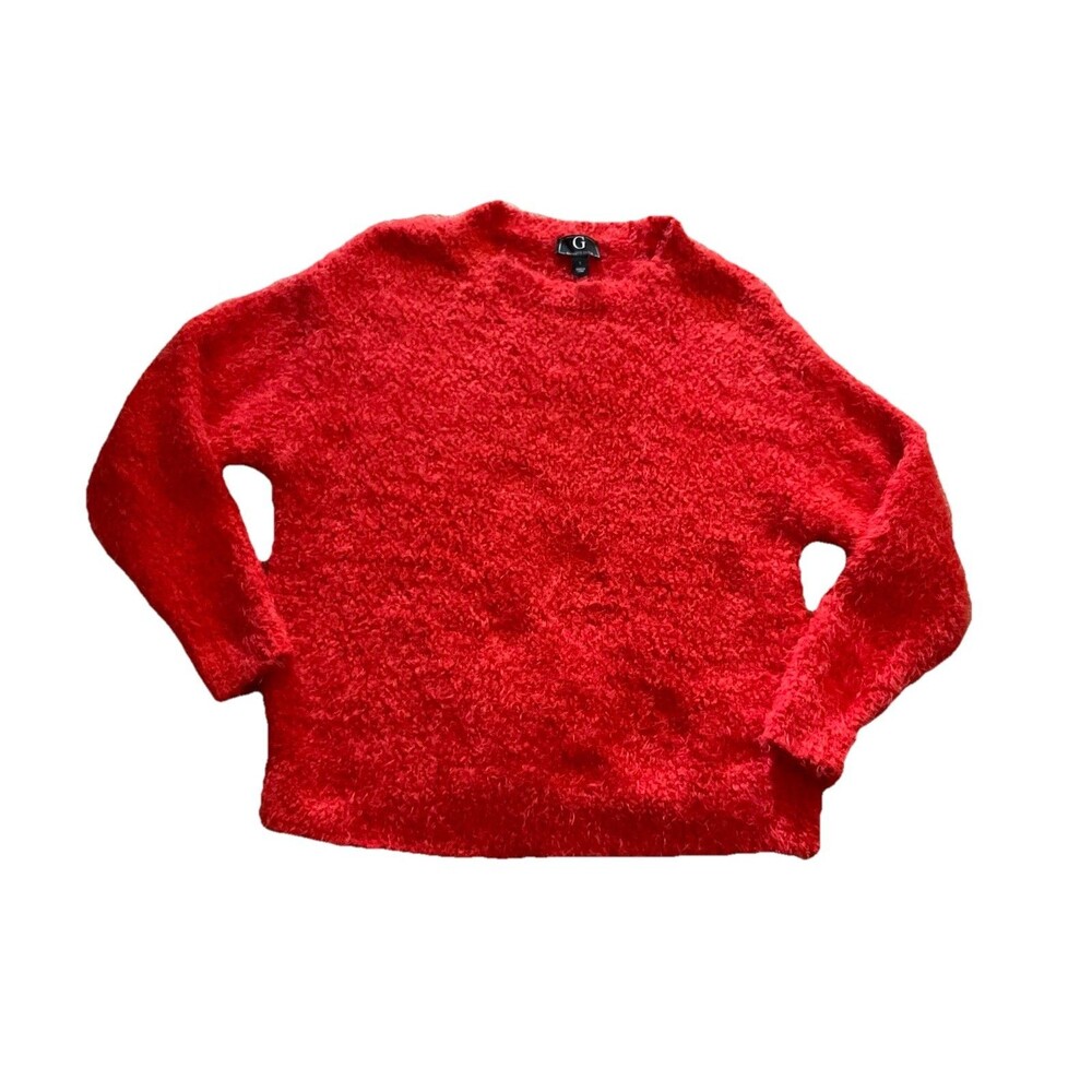 G by Giuliana Sweater Women's Fuzzy Soft Small Orange